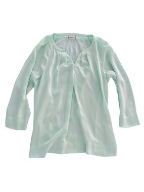 DKNY Mint Green Satin Effect Long Sleeve Top in size XS
